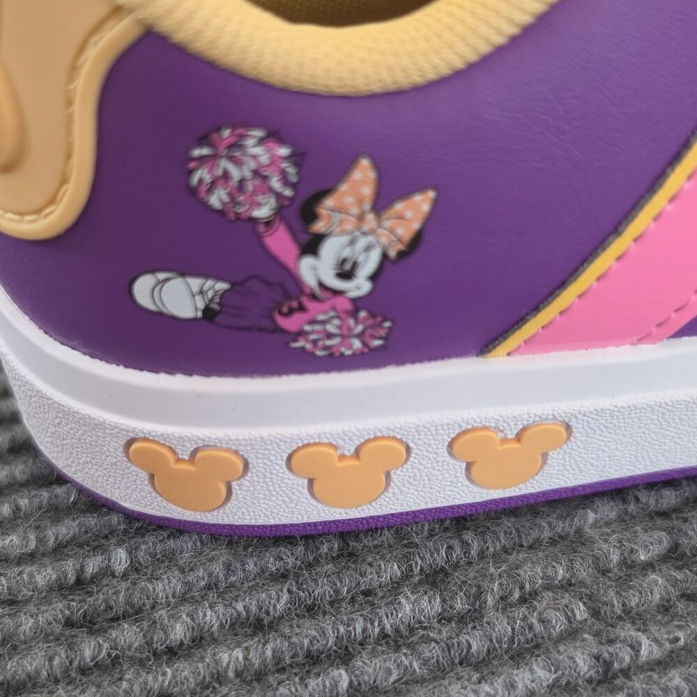 Adidas Disney Minnie Mouse Grand Court Kid's Size 3 Sneakers Purple Yellow Pink - Picture 8 of 12